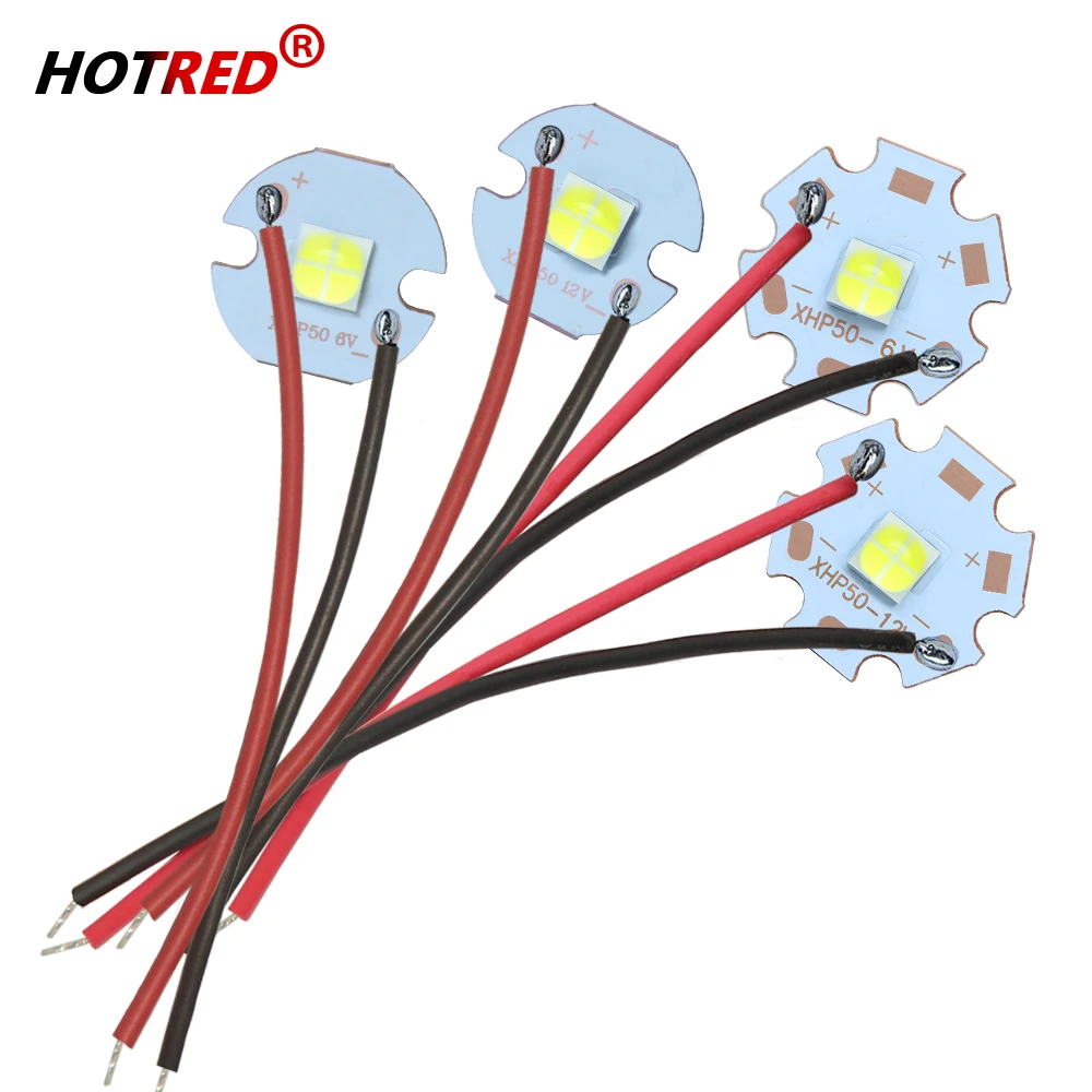 LED 20W DC6V 12V XHP50 Cold White Chip 5050 SMD Bead Diodes With Cable Wire For DIY Flashlight Parts Bicycle Car HeadLamp