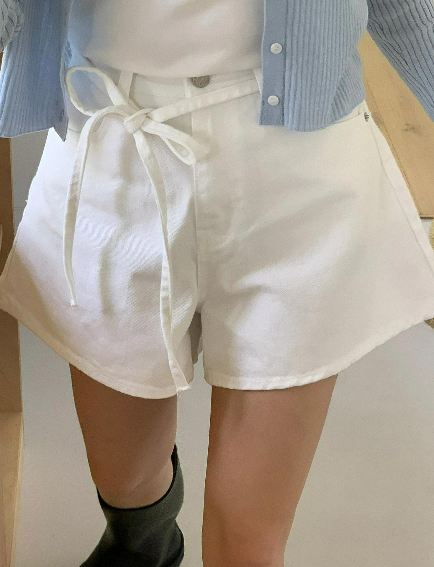 

KUSAHIKI 2025 Summer Women Short Lace Up Fashion Versatile High Waisted Denim Shorts