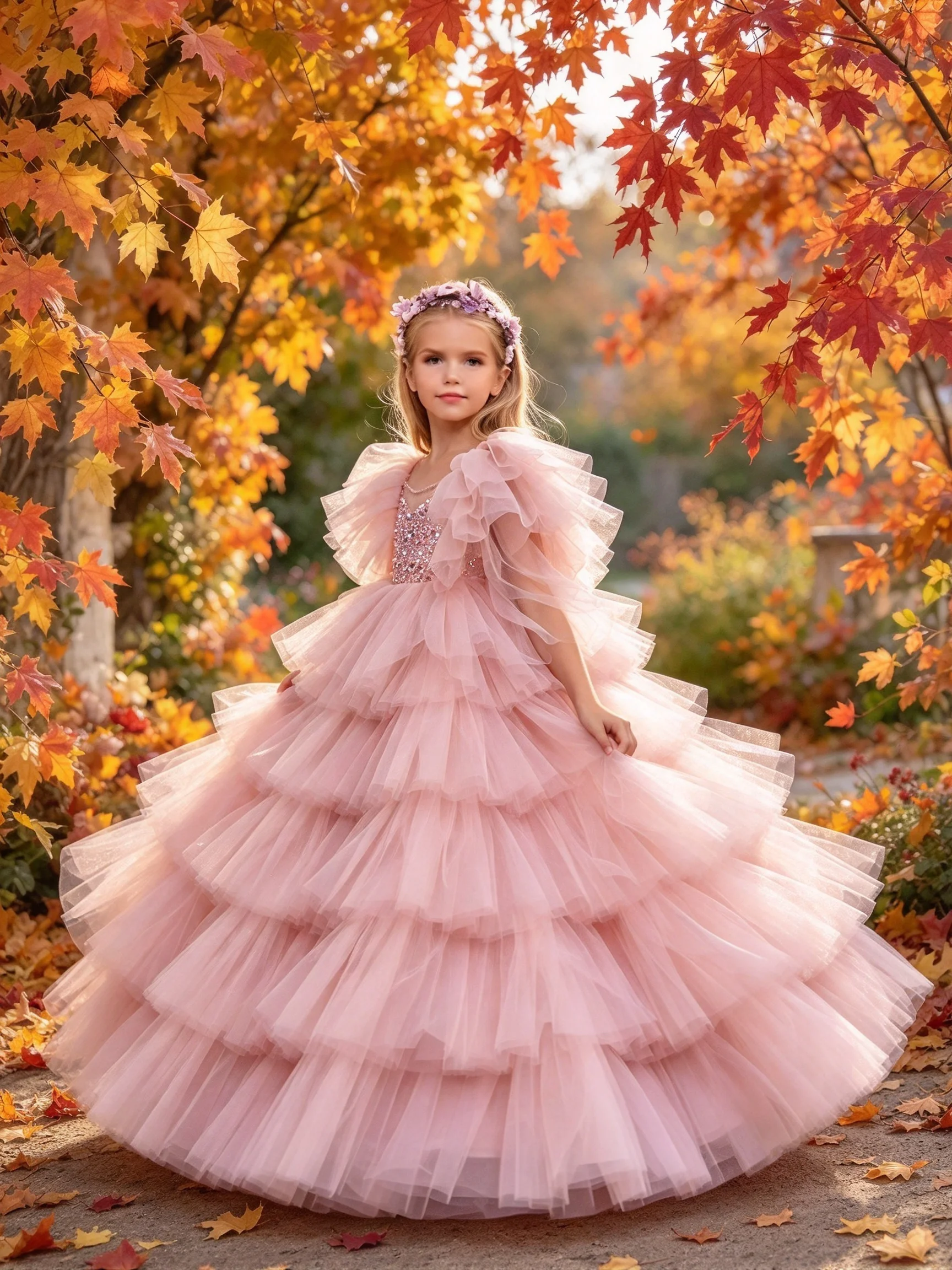 Custom Luxury Dress Women Wedding Guest Dress Flower Girl Wedding Gown Birthday Party Pageant Runway Blush Ruffled Tiered Sequin