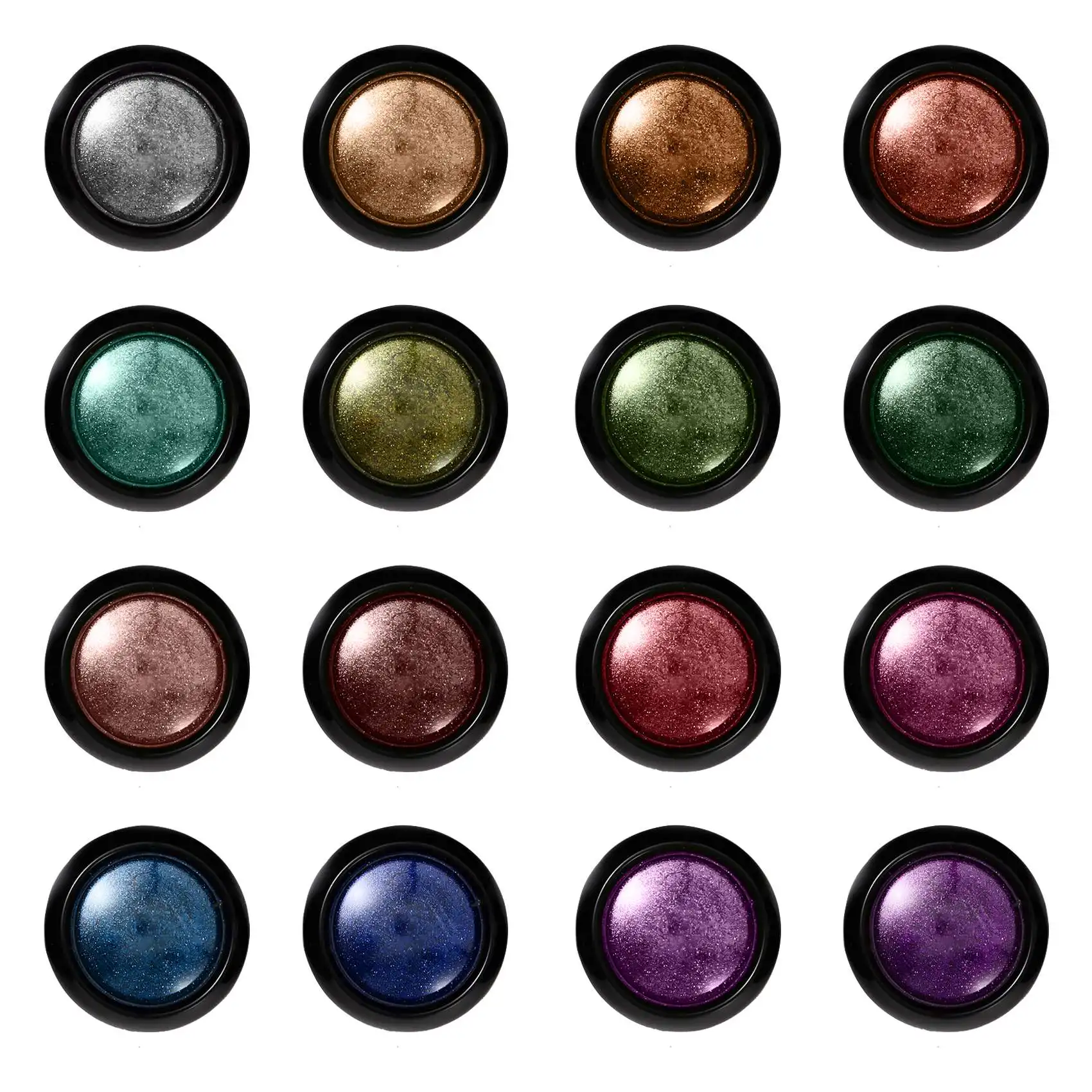 Frascos de A47F-16, polvo cromado para uñas, polvo metálico para decoración de uñas, pigmento para manicura con efecto espejo y 16 Uds. De barras de sombra de ojos