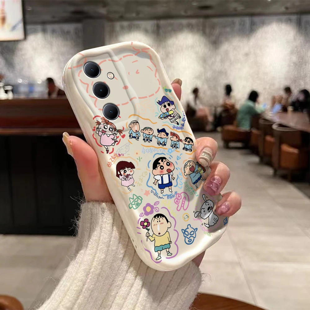 Anime Crayons Shinchans 3D Wave Case For OPPO Realme 12 11 10 9 8 7 7i 6 5 Pro Plus C67 C55 C31 C35 C11 C12 C15 C20 C21Y Cover