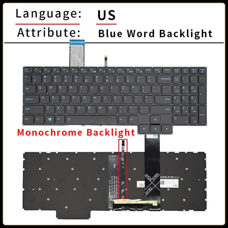 Imagem -04 - Teclado Retroiluminado para Laptop Lenovo Ideapad Gaming Eua Espanhol ru Russo Brasil 315imh05 15arh05 15ach Legion Pro 16ach6