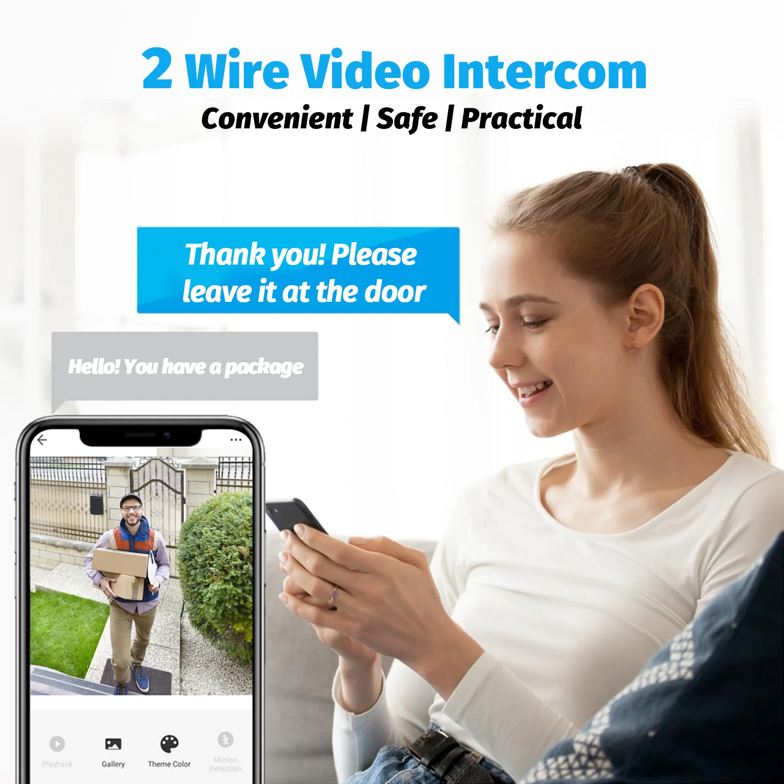 Smart Video Intercom System 7 Inch, HD Outdoor Camera with Night Vision, 2-Way Talk & Waterproof Design for Home/Gate Access