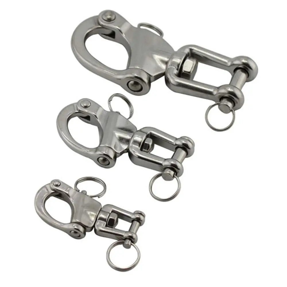 316 Stainless Steel Swivel Shackle Pair Jaw Quick Release Snap Shackle Swivel Design Diving Clips for Sailboat Spinnaker Halyard