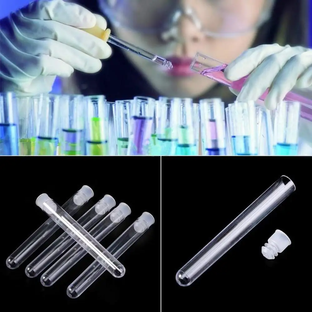 50 Transparent Plastic Test Tubes with Racks, 10 ml Test Tubes with Lids and 50-Hole Test Tube Racks for Scientific Experiments image 6