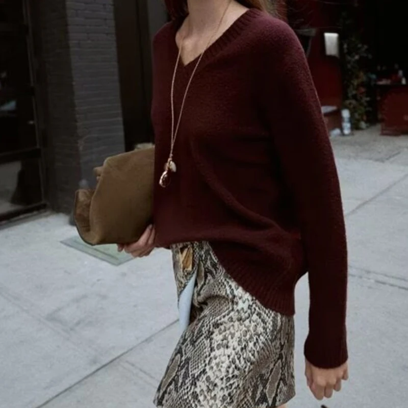 

Простой стильный однотонный вязаный свитер, зимний повседневный женский пуловер, свитер, мягкие шикарные женские топы, уличная одежда