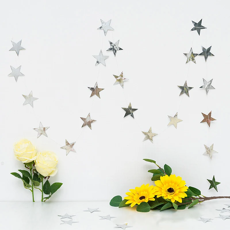 4M Hochzeitsdekoration Glitzer-Stern-Papiergirlande Wandbehang Banner Schnurkette Babyparty Geburtstag Jubiläum Partydekoration