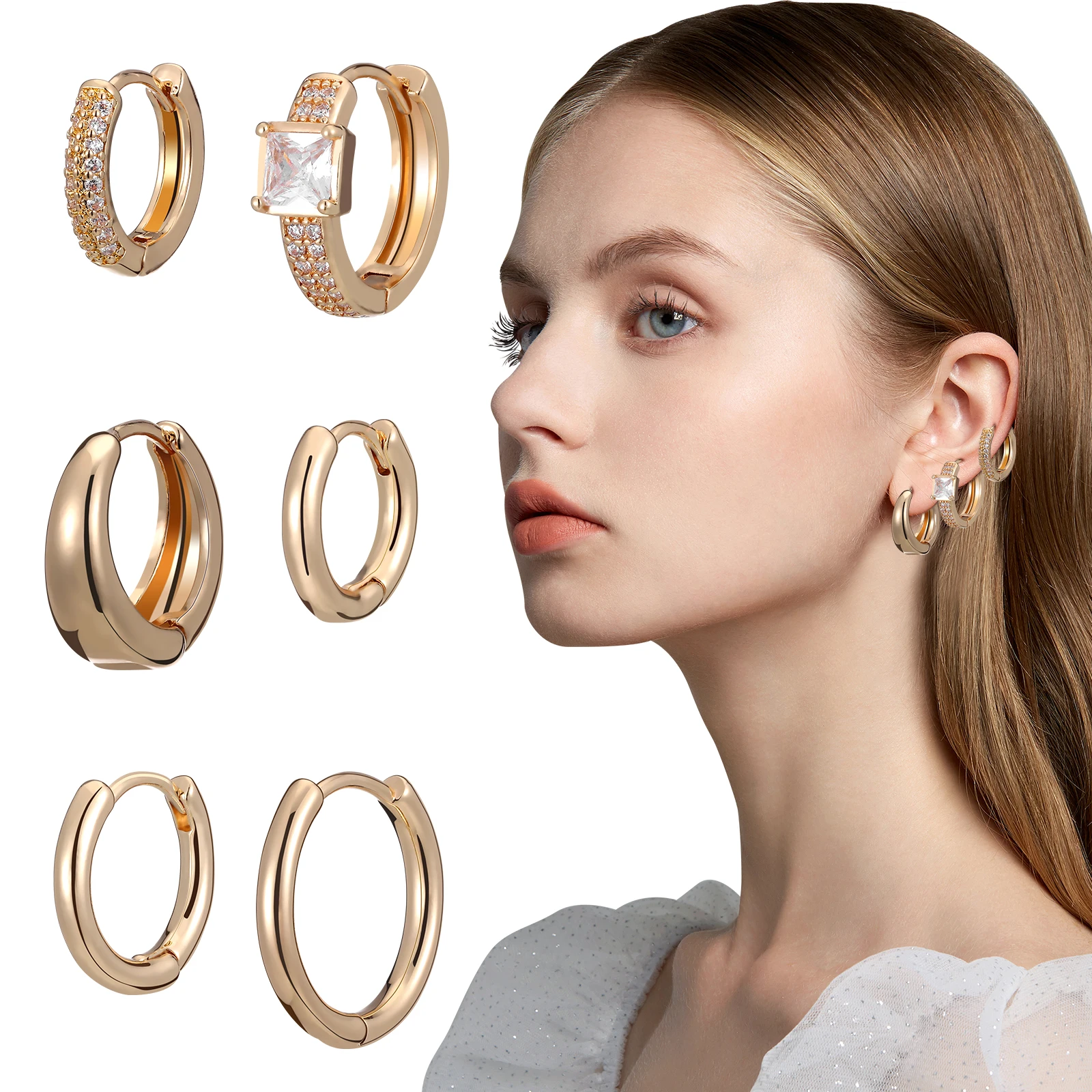

Plated Hoop Earrings for Women Small Gold Lightweight Copper Earrings Set Gold Hoops Daily Wear Gift