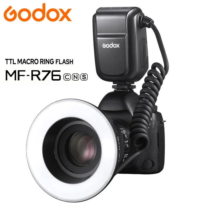 Godox MF-R76 TTL Macro Ring Flash 550 Flashes 0.1-1s Recycle HSS 1/8000s 2.4G Wireless for Canon Nikon Sony