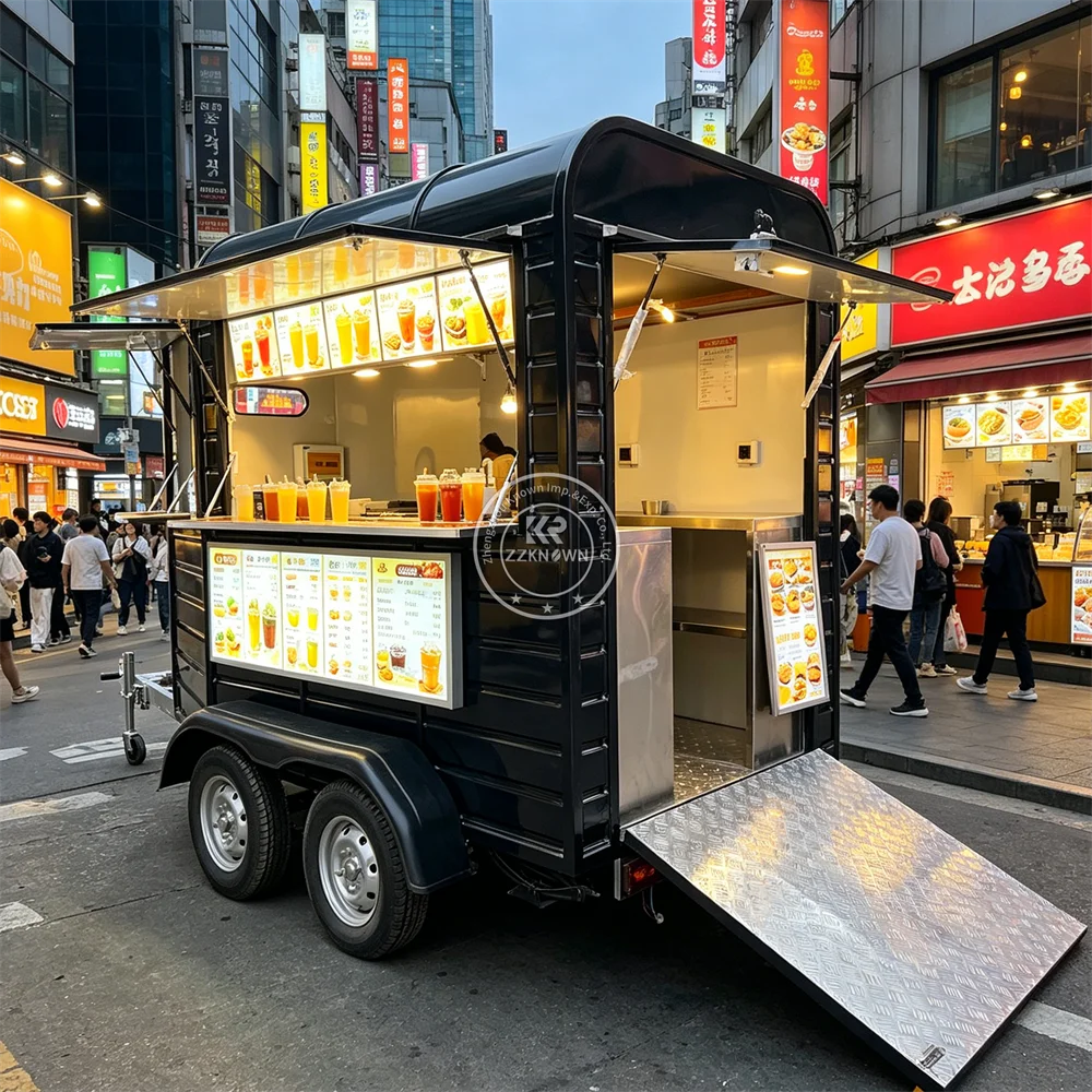 

Street Mobile Fast Food Trailer Fully Equipped Concession Street Catering Trailer Food Truck With Full Kitchen Equipment