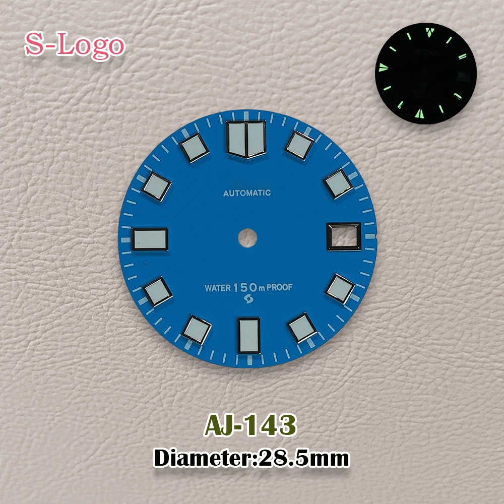 28.5mm NH35 Dial S Logo automatic Dial Fit NH35/NH36/4R/7S Automatic Movement Diving Dial C3 Green Luminous Watch Accessories ﻿