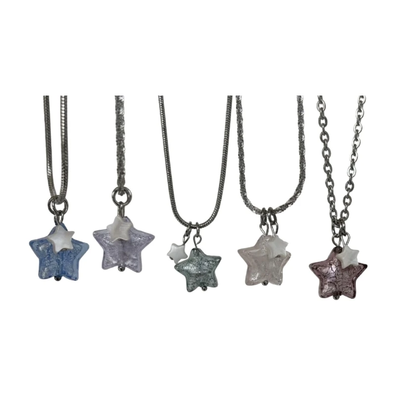 U4LF Star Pendant Necklace with Translucent Charm Look for Daily Wear, Date-Night Styling, and Pairing