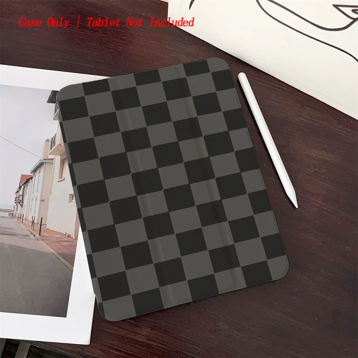 

Elegant Black-Gray Orderly Square Plaid Design iPad Case For Apple iPad 10.2 Inch Pro 11 Air 4 Mini 6 Durable Decorative Cover