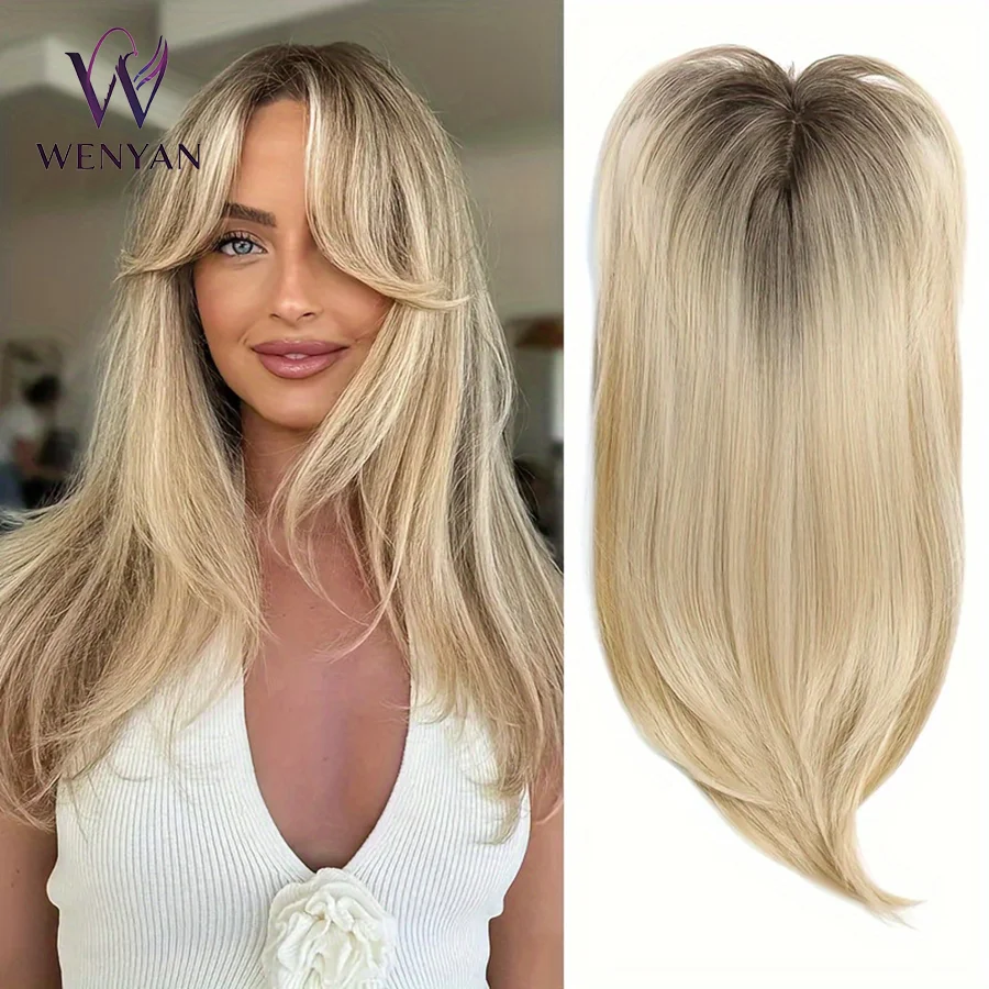 22 Inch Straight Wig Block Elegant  Women's Straight Synthetic Wig Block, High Temperature Fiber, Light Brown to Black