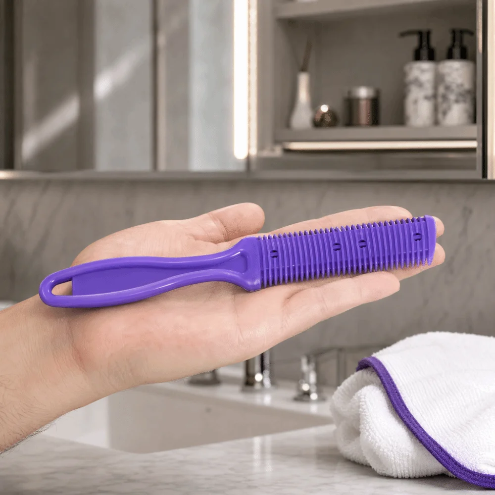 4PCS Professional Dual Sides Hair Trimmer Combs DIY Hair Purple Hair Cutting Comb Thinning Razor Comb Beauty Salon