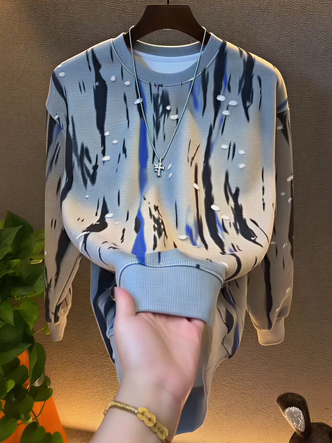 

Мужская толстовка свободного кроя с длинными рукавами и цветными вставками, осенне-зимняя, модная, повседневная, удобная, премиум-качества