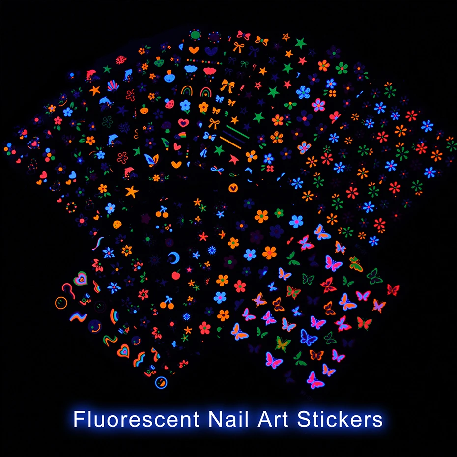 15 Sheets Fluorescent Nail Sti - Nail Art Full Design recension och pris
