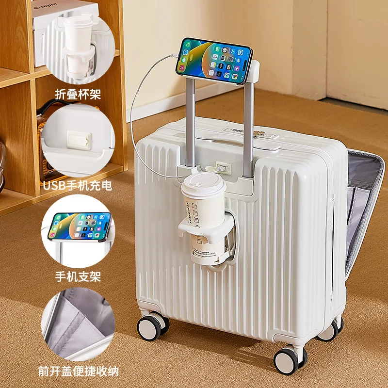 Multi-functional 18-inch front-opening boarding box Travel business small registration suitcase luggage case