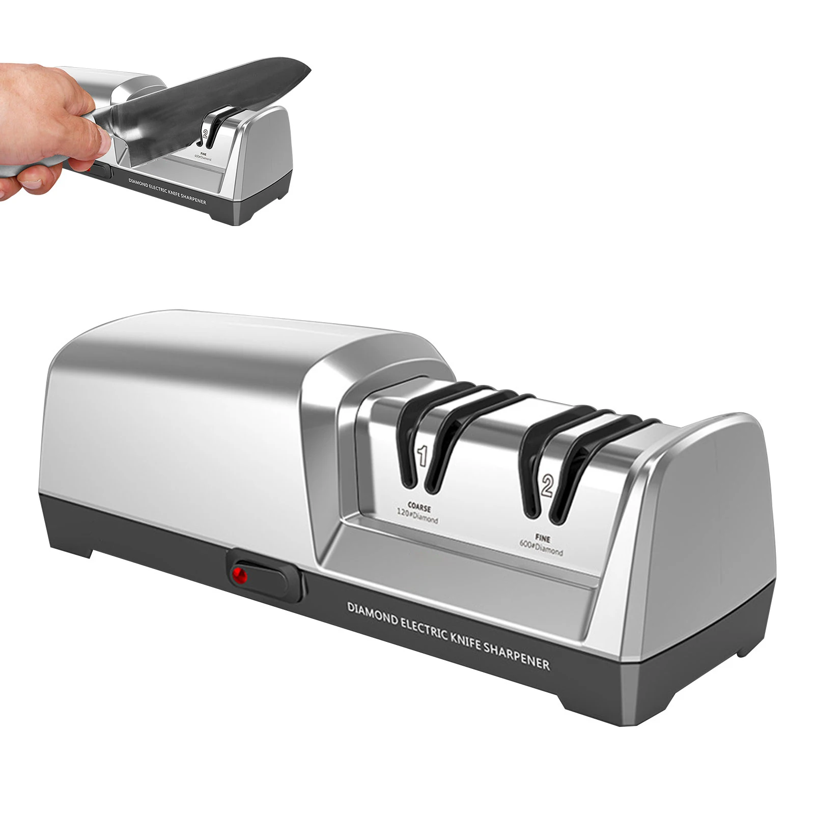 

2-ступенчатая электрическая точилка для ножей, инструмент для заточки ножей, 20-градусный прямой край для заточки и полировки кухонных ножей