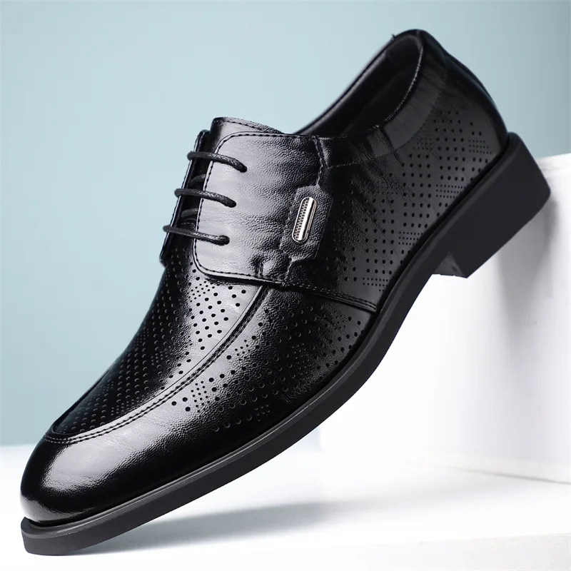 

Мужские летние туфли с перфорацией, мягкой подошвой, повседневные, универсальные, дышащие, деловые, кожаные, для официальных мероприятий