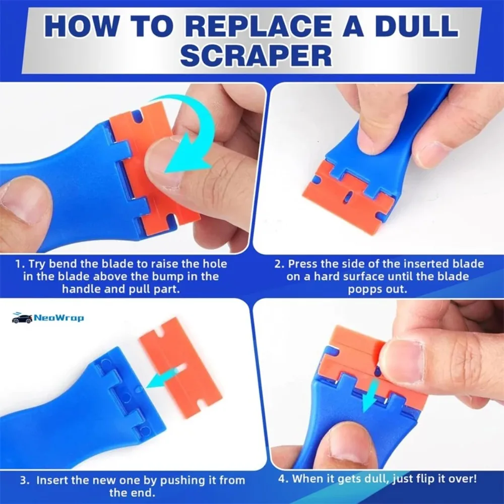 Adhesive Remover Car Sticker Remover Cleaning Scraper Glue Remover for Windows Glass Plastic Razor Blade Scraper Label Tool