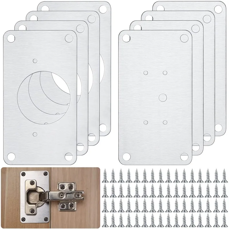 2/4/8Pcs Hinge Repair Plate Stainless Steel Hinge Fixing Plate Cabinet Furniture Drawer Table Scharnier Hardware Accessories