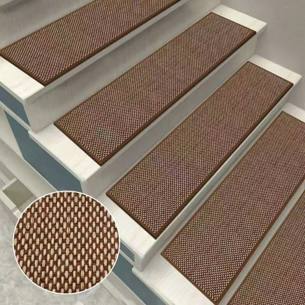 High Quality Non-Slip Stair Treads 8x30 Inch Washable Stair Mats Imitation Linen Reusable Stair Runner Rugs for Wooden Steps
