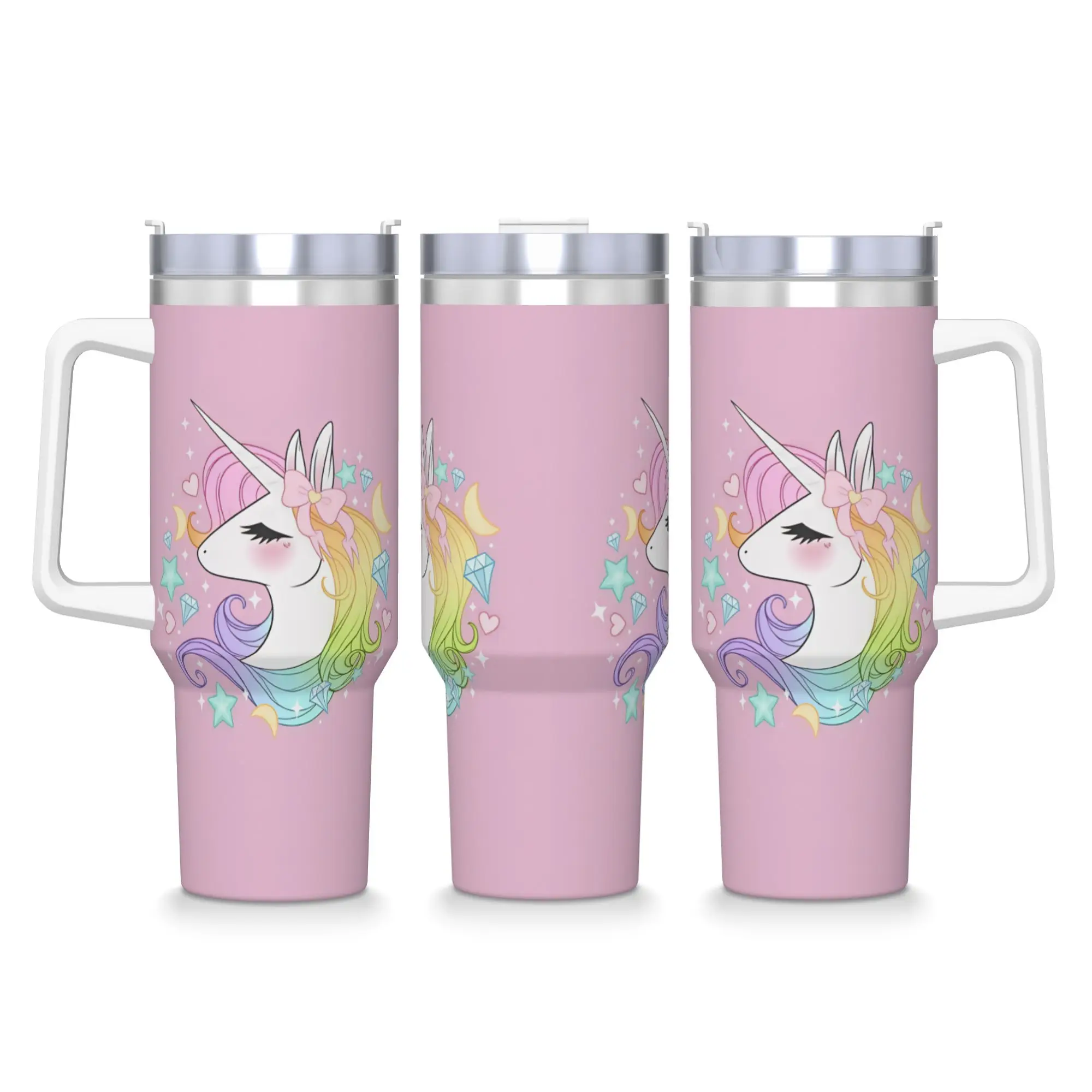 Cute Unicorn Stainless Steel Tumbler  Travelist Thermal Cups With Straws and Lid Large Car Mugs Cold and Hot Water Bottle