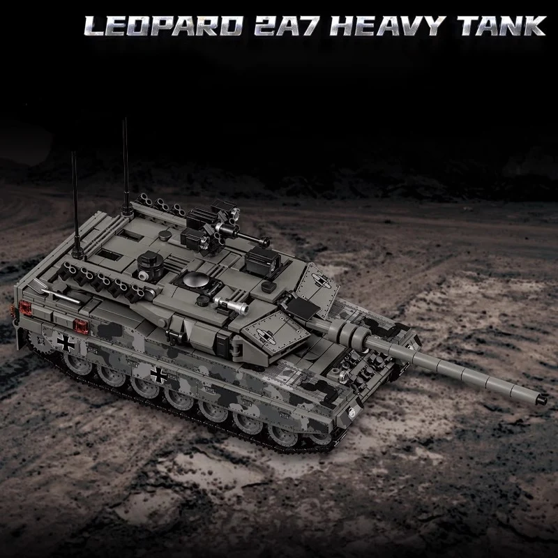 Militar ww2 leopardo 2a7 tanque pesado blocos de construção técnico merkava tanque batalha principal armas do exército tijolos brinquedo para crianças presente