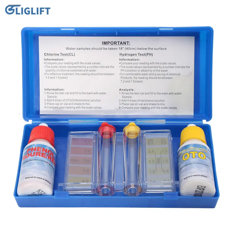 Kit de prueba de agua de PH y cloro, probador de hidroherramienta, prueba de alcalinidad de agua de piscina, accesorios de acuario hidropónico