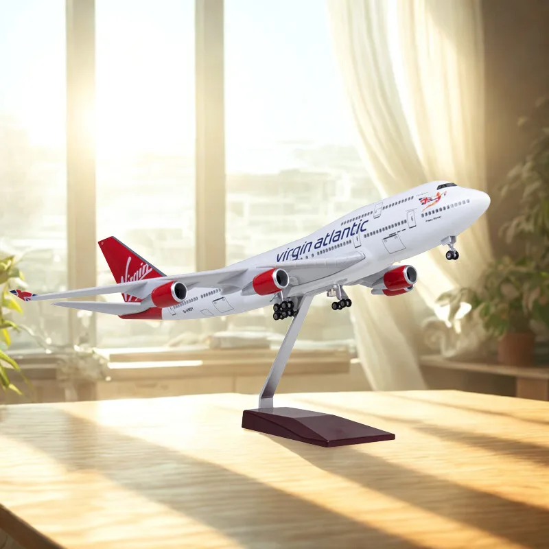 

1:130 Scale Aircraft Boeing 747 Virgin Atlantic Plane Model Resin Die-casting Airplane with Stand Display Collectible Gift