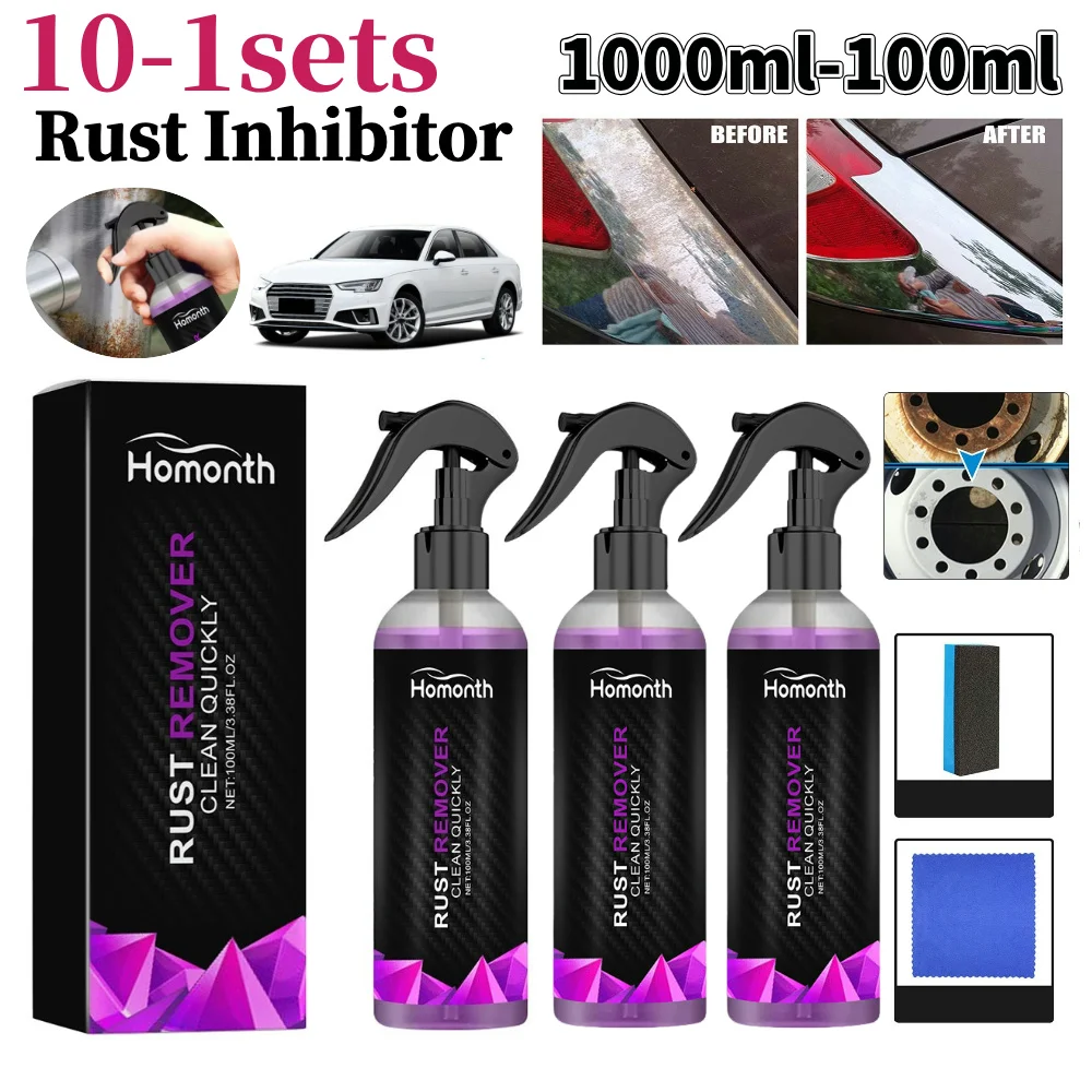 1000-100ml Paint Rust Remover Derusting Spray Car Rust Removal Spray Car Wheel Hub Rust Remover for Car Maintenance Cleaning