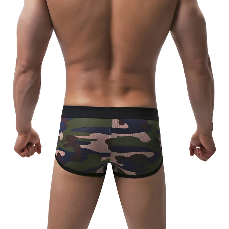 NEW Boxers Sexy Men Underwear Camouflage U Pouch Trunk Underpants Low Waist Fashion Boxer Breathable Shorts Underwear