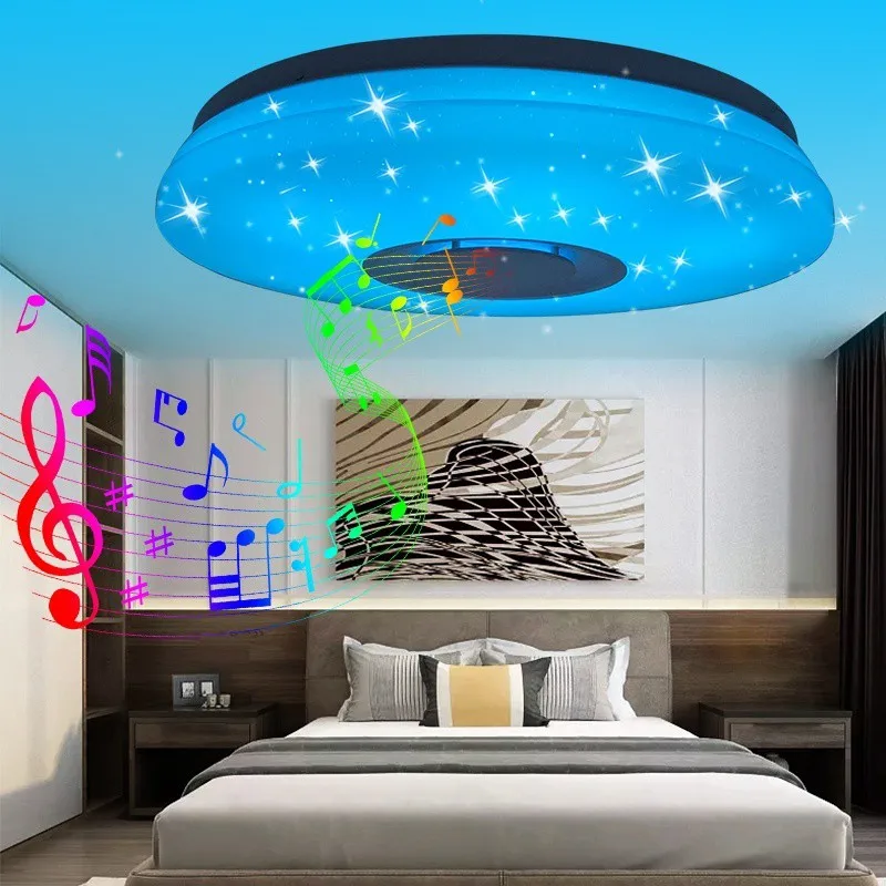 Imagem -03 - Luz de Teto Led Starlight com Bluetooth Music Speaker Lâmpada Dimmable Flying Saucer 72w