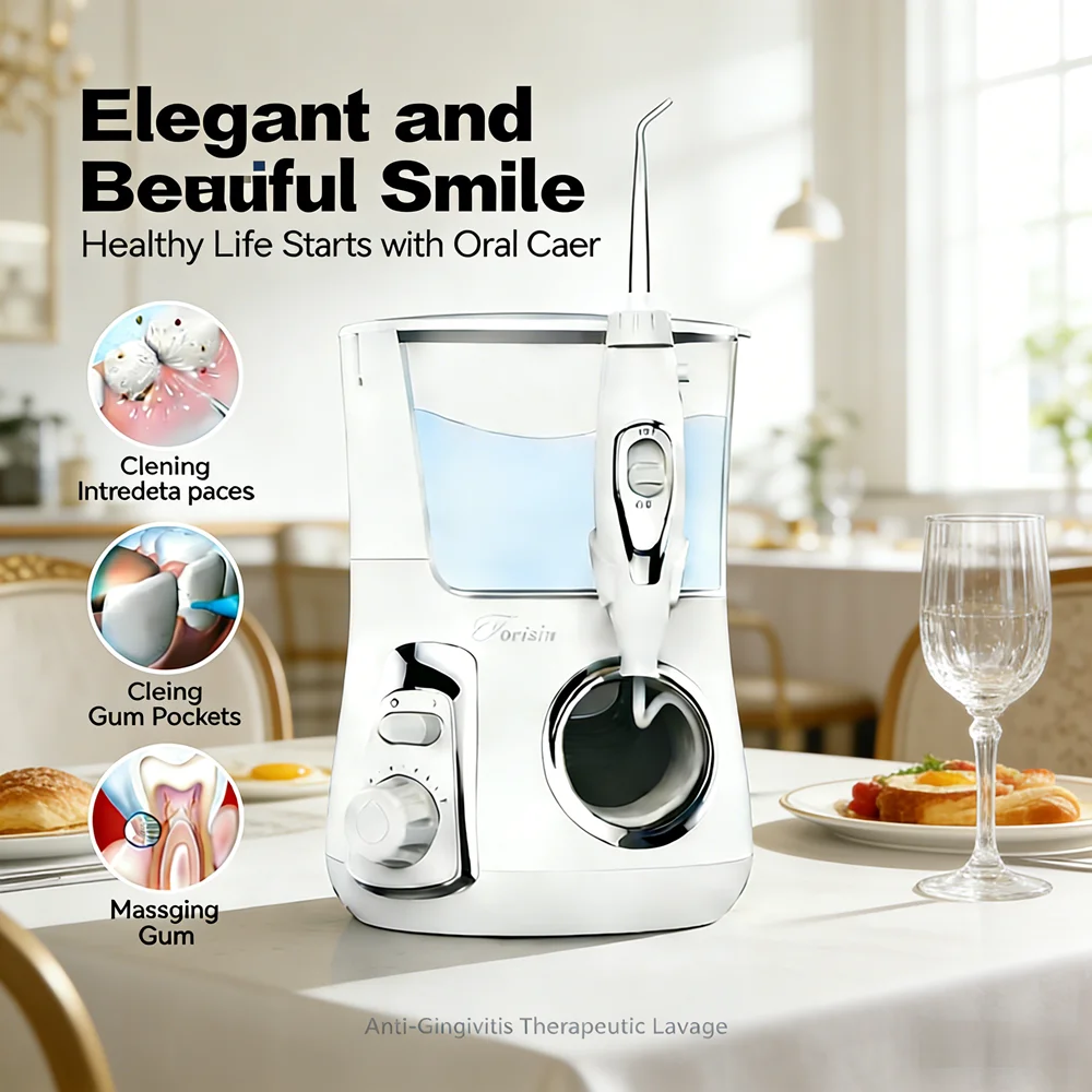 

Настольный электрический ирригатор для полости рта 800 мл, 10 режимов, 5 насадок, для домашней чистки зубов