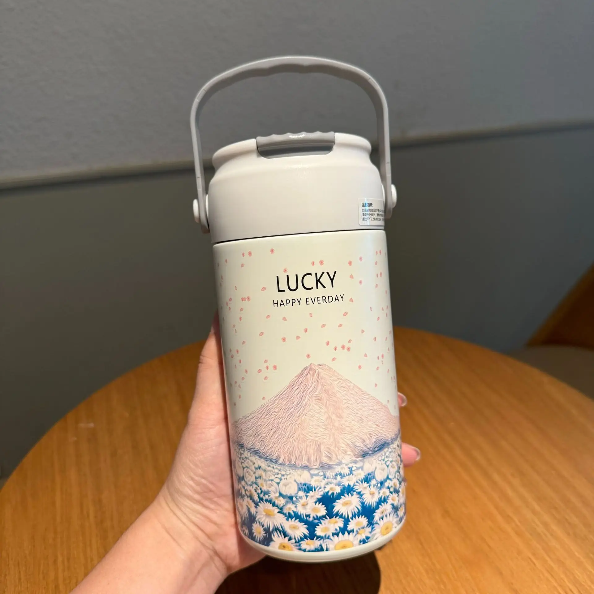 

High-appearance-level Oil Painting Flower Tea Straw Cup, Portable Large-capacity Stainless Steel Insulated Cup Hand-held Cup