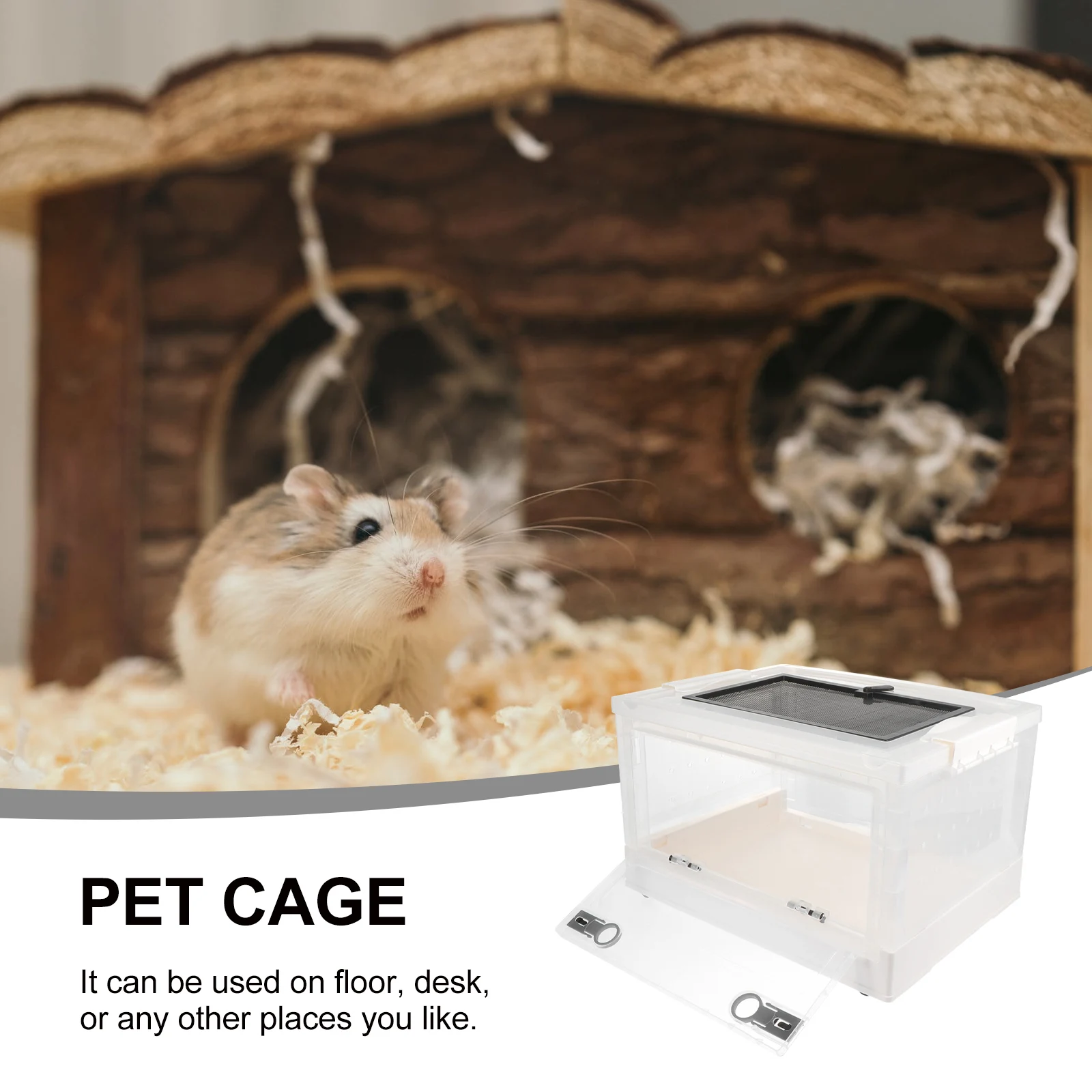 

Plastic Hamster Cage Insulated Pet Terrarium Breathable Design Durable Foldable Storage Easy Feeding Houses Lightweight Compact