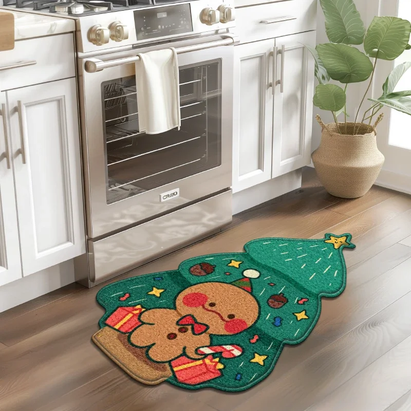 

Gingerbread Kitchen Rugs Christmas Doormat Floor Mat With Gingerbread Man Non-Slip Bath Mats Doormats For Indoor Bedroom Front