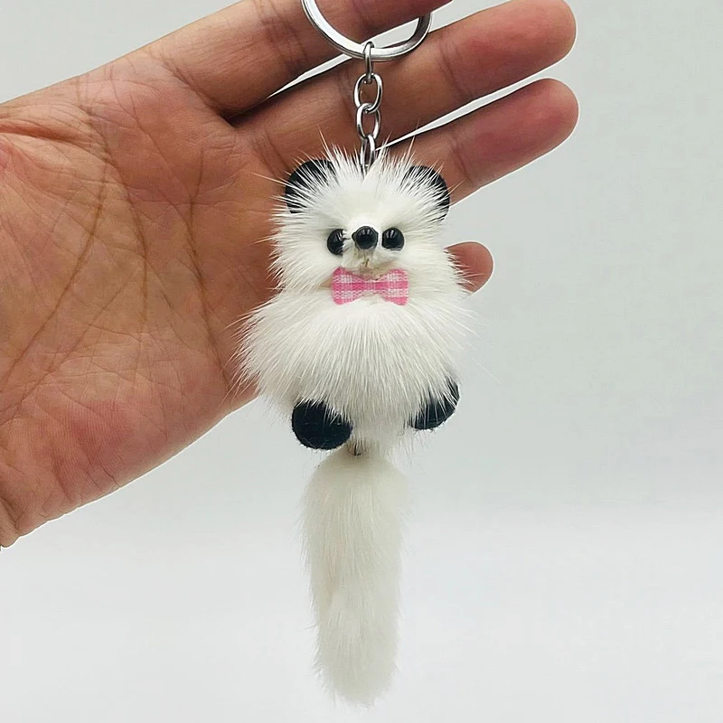 New Personality Plush Raccoon Key Ring Soft Fox Doll Keychain Fashion Bag Pendant Simple Cute Charm Cute Plush Car Pendant