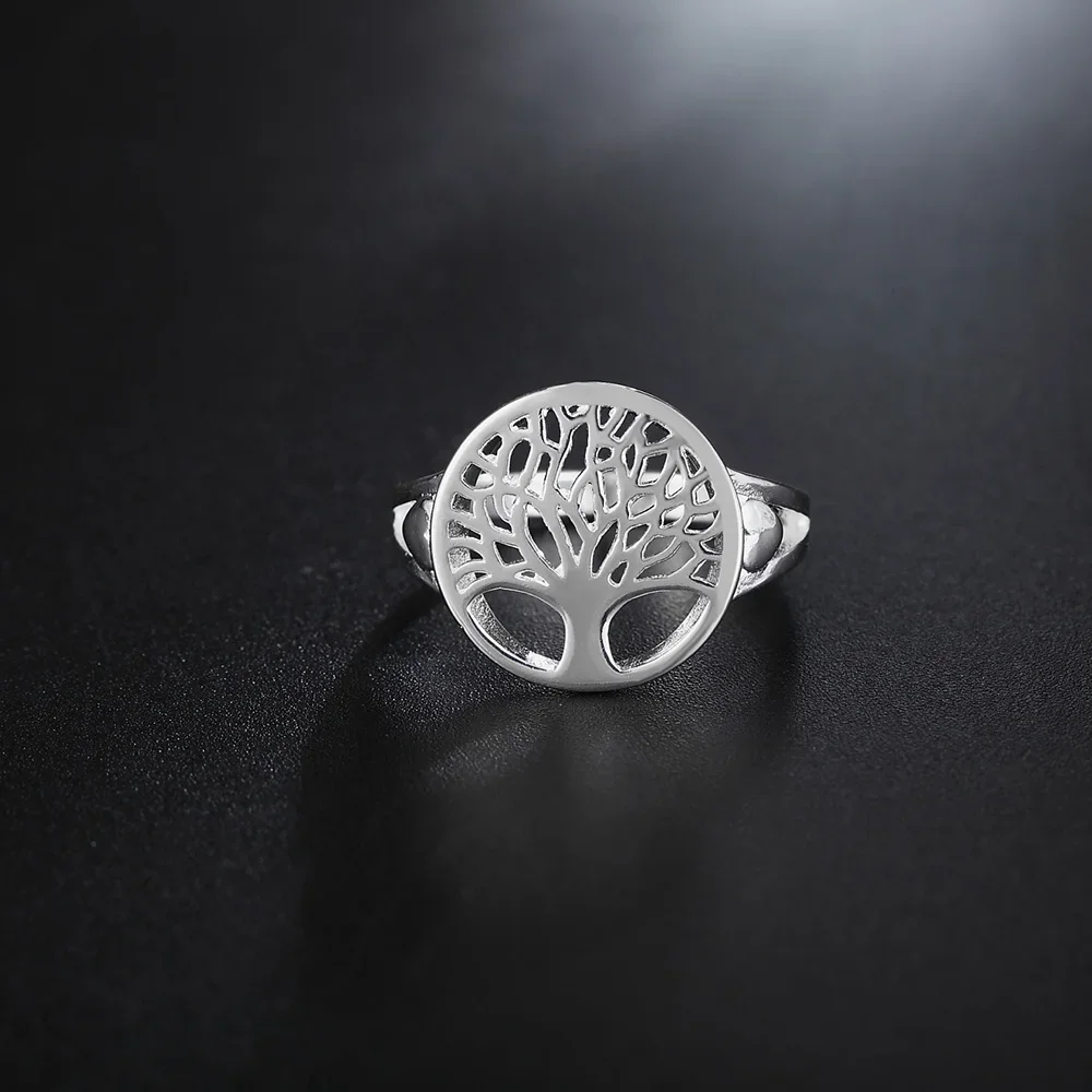 Andara 925 Sterling Silver Ring Tree of Life Rings For Women Wedding Party Glamour Jewelry Gifts R892