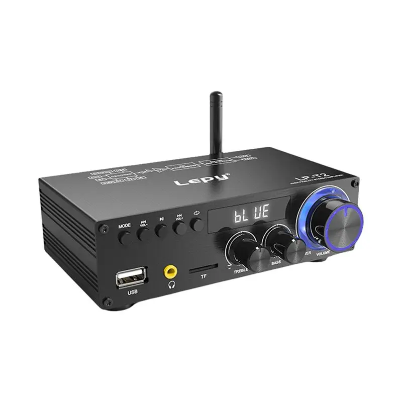 Lepy LP-T2 Hifi Audio Amplifier 2 Channel Stereo Bluetooth 5.1 Mini Power Amp For Home Theater Garage Outdoor Systems