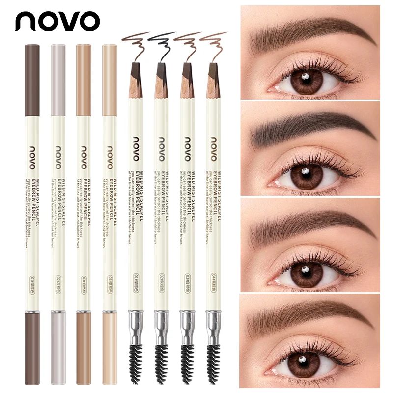 2-in-1 アイブロウ ペンシル、長持ち、防水、汗に強い、簡単に削れる、眉、自然な眉メイクを作成します。