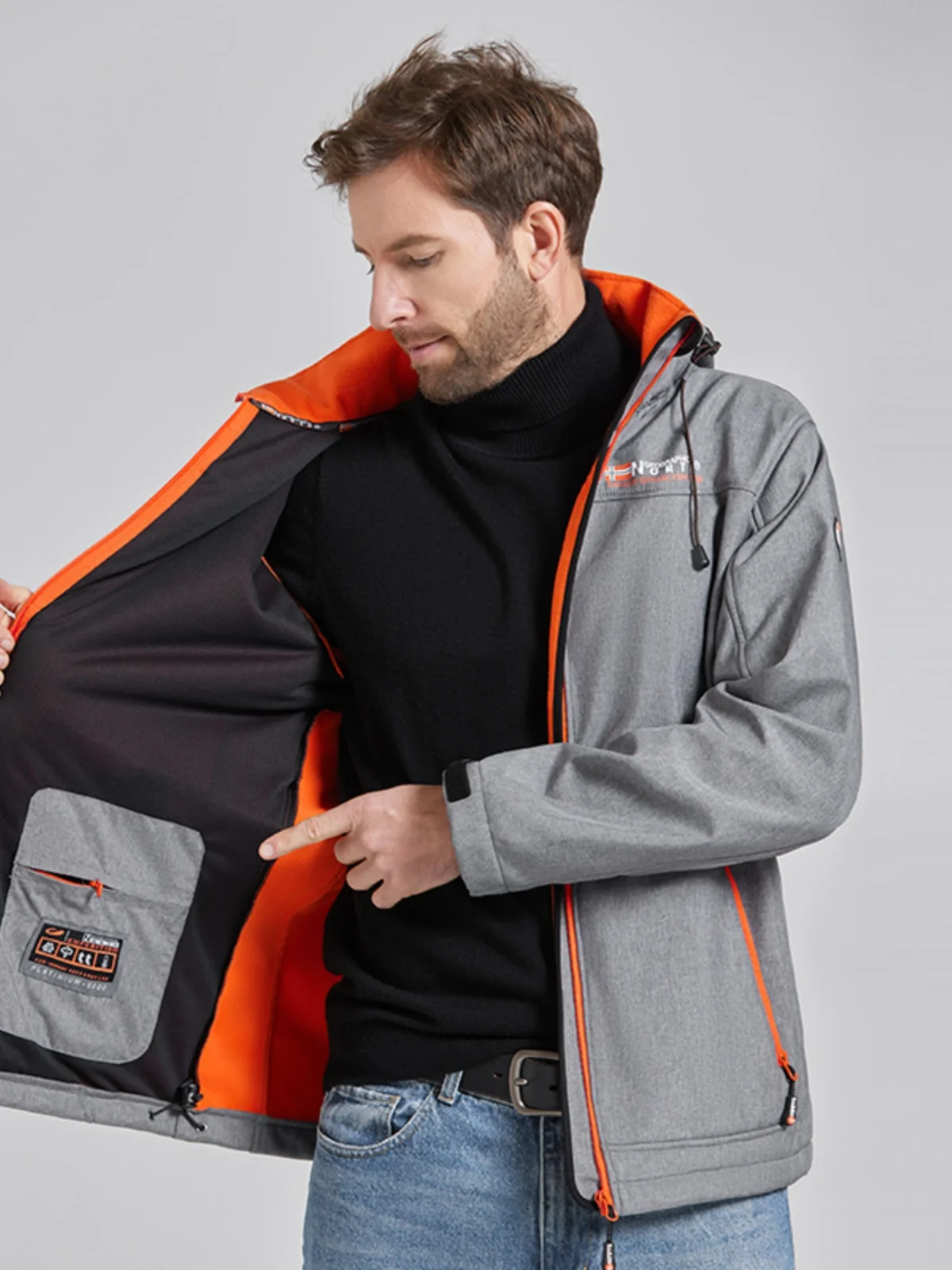 

Outdoor Legend Softell Jaet с капюшоном Fce на подкладке Повседневная ветрозащитная водонепроницаемая весенне-осенняя мужская куртка Faion Urban Sle