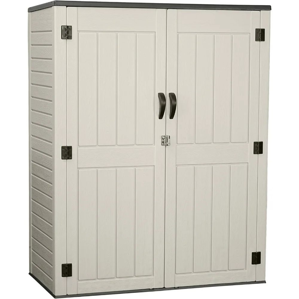 Vertical resin storage shed, plastic outdoor waterproof, 5.6 x 2.3 feet, garden tools and outdoor storage shed