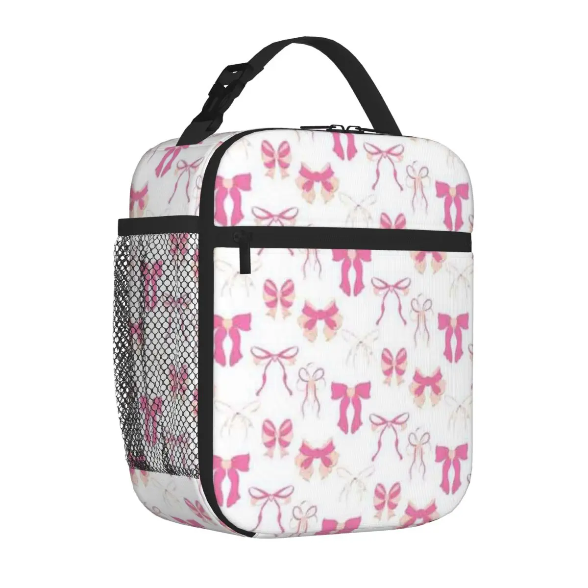 Bestselling Coquette Bows In Princess Aesthetic In Pink Multi Pocket Lunch Carrier Elementary School Lunch Box Bag