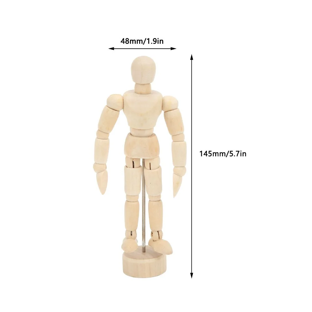 Articulated Joints Wooden Mannequin 4.5 Inch Natural Wood Material Jointed Art Figure Adjustable Pose 5.5 Inch Wooden Artist