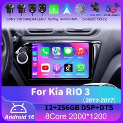 For Kia RIO 3 2011 - 2017 Car Radio Multimedia Video Player Navigation Android 16 Car RadioPlayer Stereo WiFi+4G Carplay BT DSP