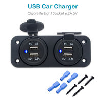 Dual 3.1A/12V 4-USB Port Car Charger Car Cigarette lighter Charger LED Assembly Socket Panel Terminals  Auto Parts Car Boat