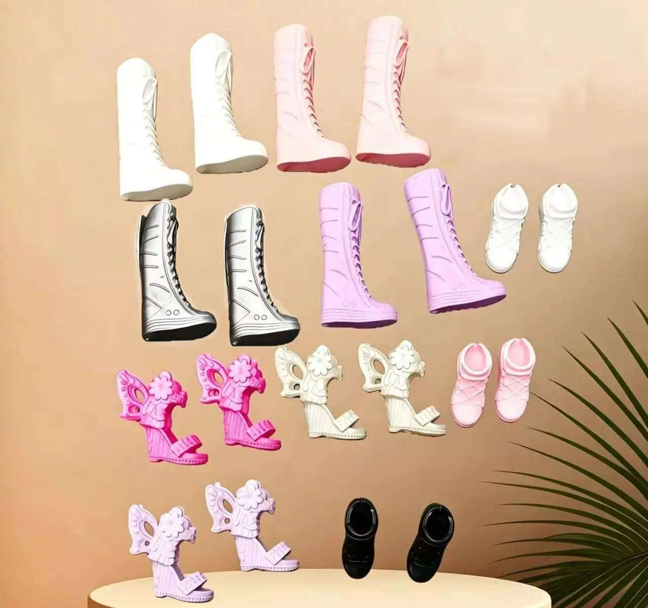 10 pares de zapatos de repuesto para muñecas, diferentes colores surtidos, zapatos planos para muñecas, zapatos de tacón alto, conjunto de botas para muñecas, repuesto para Barbie