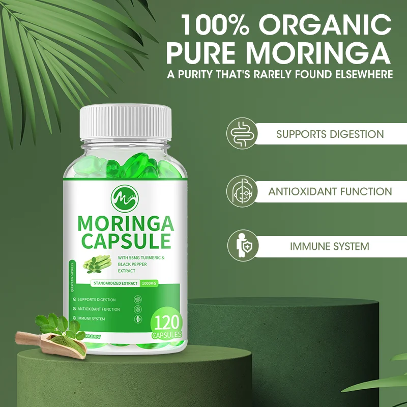 

Minch Moringa Seed Oil Capsules 500mg Multi-Vitamins & Amino Acid Supplement Support Brain Sleep Immune Nutrition Dietary Care